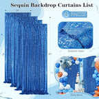 4 Pack Royal Blue Curtains 2ftx8ft Sequin Backdrop Drapes for Birthday - Image 2