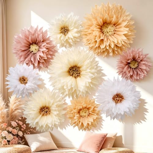 Faylifeway Large Paper Flowers for Wall Decor Wedding Party Backdrop (Boho) by FaylifewayDecoryourLife