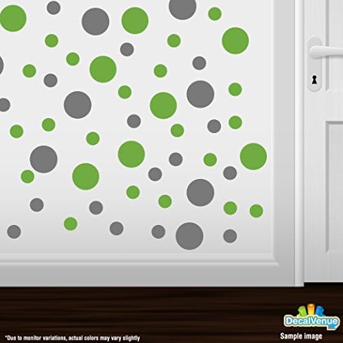 Lime Green/Grey Vinyl Wall Stickers - 2 & 4 inch Circles (300 Decals) - Image 2