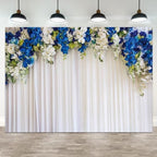 10x7ft White Wedding Backdrop White Blue Floral Flowers Photography Background Bride Groom Ceremony Party Bridal Shower Banner Decorations Engagement Proposal Portrait Photo Booth Prop by ASDCXZ