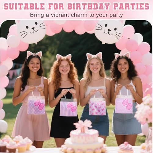 SmoothNovelty 24 Pcs Pink Cat Party Favor Bag Pink Bow Kitty - Image 4