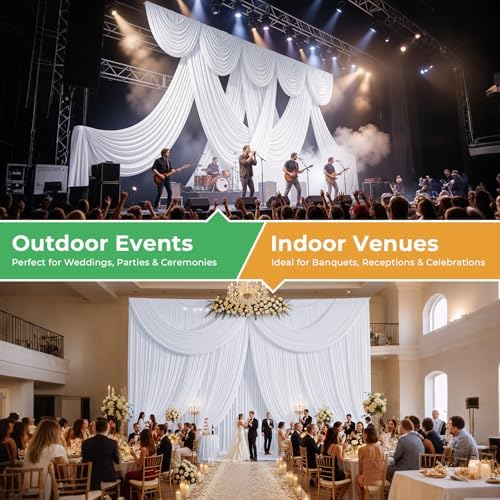 20ftx14ft White Backdrop Curtain for Wedding Parties - Image 6
