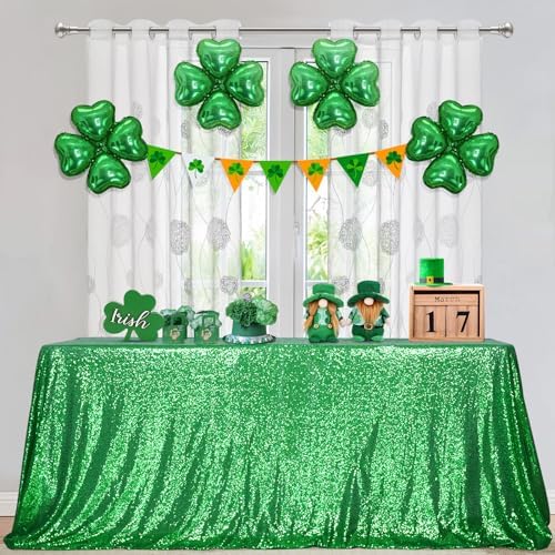 SquarePie Sequin Tablecloth 90x132 Inch Green for Wedding Party by SquarePie