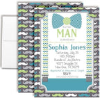 Custom Baby Shower Invites Little Man Baby Shower Invitation 20 5x7 Custom Personalized Little Boy Bow Tie Mustache Invites With Envelopes - Unique Mustache and Bowtie Cards by AmandaCreation