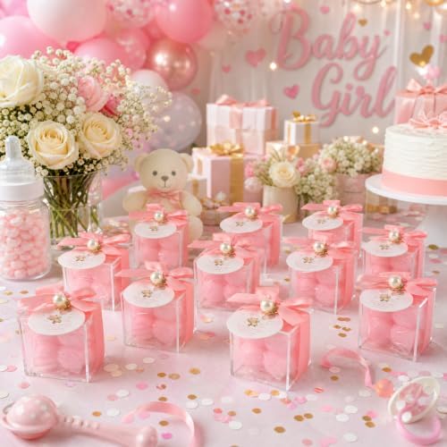 20 Set Fully Assembled Small Bubble Candles Elegant Baby Shower Favors Bulk Set with Decorative Ribbons Thank You Cards for Baby Shower Guest Gifts (20, Pink Bear) - Image 6