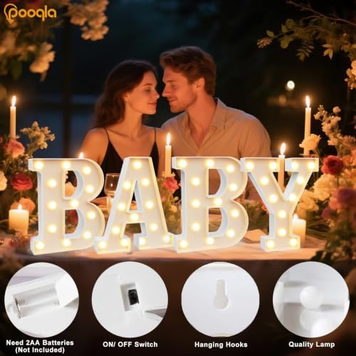 Pooqla Baby Shower Decorations, Marquee Letter Lights for Gender Reveal - Image 3