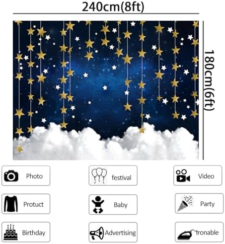 Star Backdrop Twinkle Little Stars Backdrop Starry Night Background 8x6FT - Image 5