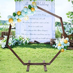 Wooden Wedding Arches for Ceremony, 7.2FT Heptagon Wedding Arch Backdrop Stand, Ballon Arch Stand for Wedding Ceremony Birthday Party Bridal Shower Anniversary Candy Tables - Image 6