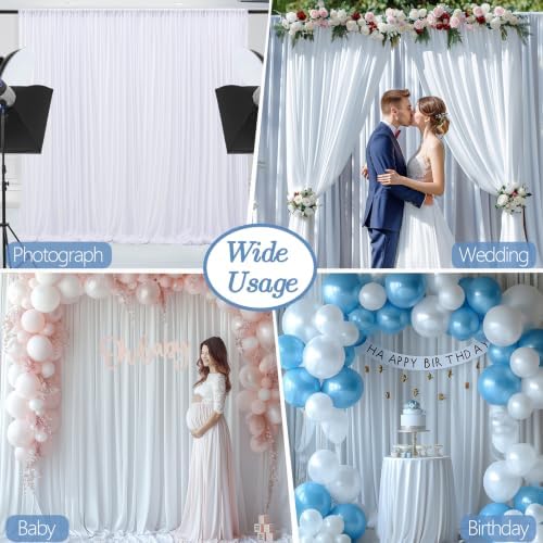 40x10ft Wrinkle Free White Backdrop Curtain for Parties Soft Fabric Drapes Wedding White Curtain Backdrop for Birthday Party Decorations Background for Photography 5x10ft, 8 Panels - Image 5