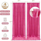 20x12ft Hot Pink Backdrop Curtain Panels for Parties - Wrinkle Free Polyester Photo Curtain Backdrop Wedding Back Drop Fabric Drapes for Party Decorations Background for Photography - Image 5