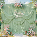 20FT x 15FT Wrinkle-Free Sage Green Backdrop Curtains for Wedding, 4 Panels Sage Green Fabric Photo Background Drapes for Wedding Reception, Birthday, Bridal & Baby Shower Decorations Photography - Image 2