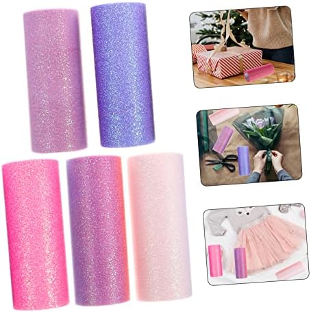 Operitacx 5 Rolls Rainbow Gradient Gauze Ribbon for Wrapping Decorative Tulle for DIY Crafts Floral Packaging Baby Showers and Special Events - Image 7