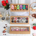 50pcs 12x5x1.5Inches Brown Cookies Boxes with Window Bakery Boxes Chocolate Truffle Boxes Macaron Boxes Cakesickle Boxes Browines Treat Boxes for Christmas Valentine's Father's Mother's Day - Image 3