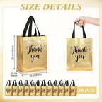 Fumete 50 Pcs Gold Glossy Thank You Gift Bag with Handles - Image 2