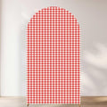 Checkered Gingham Arch Backdrop Cover Red and White Girl Bridal Baby Shower Birthday Party Classic Plaid Pattern Stretchy Arched Photo Booth Decorations 6ft by Unknown