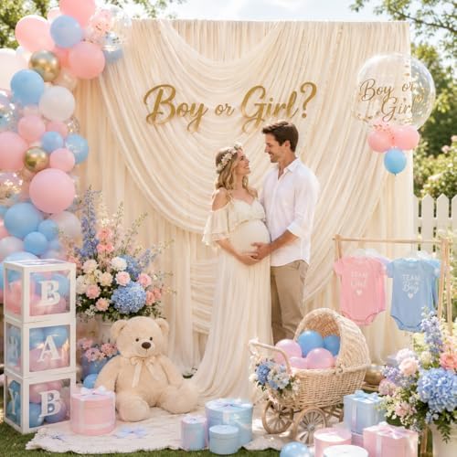10ft x 10ft Beige Backdrop Curtains for Parties, 2 Panels 5ft x 10ft Wrinkle-Free Polyester Photo Backdrop Drapes for Wedding Birthday Baby Shower Graduation Photography Background - Image 6