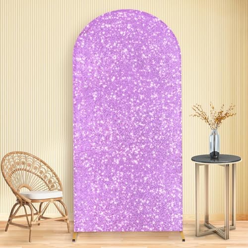 MODFUNS Sequined Lavender Arch Cover 6.6FT Spandex Arch Covers Stretchy Backdrop Wedding Arch Cover Backdrop Fabric Arch with Cover Backdrop for Wedding Ceremony Birthday Party Supplies - Image 5