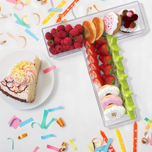 13.8" Extra Large Acrylic Letter Charcuterie Board Box, Reusable Fillable Letter Cake Candy Dish Display Serving Tray for Birthday Anniversary Party Decoration (T) - Image 3