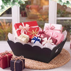Fuyoooo 8 Pack Black Baskets for Gifts Empty to Fill, Sturdy 10" x 12" Scalloped Edged Empty Gift Basket Kit Bulk with Handles, 8 Wrap Bags, 16 Tissue Paper and 8 Bows for Wedding Party - Image 3