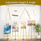 57" Gold Easel Stand for Sign, Heavy Duty Metal Easel Display Stand with Adjustable Chain and Storage Bag, 4-Tier Height Adjustable Art Easel for Wedding Signs, Birthday Party - Image 4