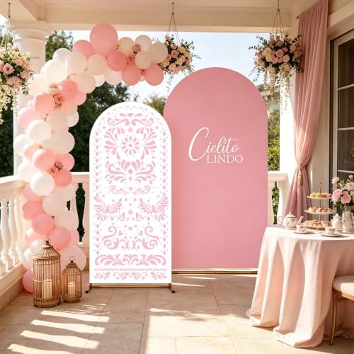 Pink Cielito Lindo Arch Backdrop Cover, HYMENEX 6ft and 7.2ft Mexican Arch Backdrop Cover for Cielito Lindo Party Decorations Mexican Talavera Wedding Bridal Baby Shower Party Supplies - Image 6