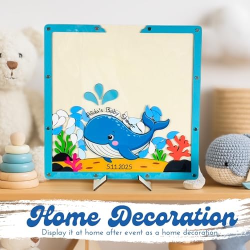 Ocean Whale Baby Shower Guest Book Alternative Drop Box Frame Under the Sea - Image 5