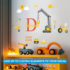 CRYPTONITE Custom Toddler Construction Crane Wall Decal I Personalized Name & Initial I Nursery Decor I Polyvinyl Chloride Sticker - Made in USA (Medium, Multicolor Options) - Image 2