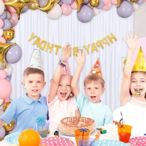 10 x 10 Feet White Backdrop Curtain for Partie, Background Curtains for Photoshoot, Birthday, Wedding, Christmas, Anniversary, Halloween Party Decorations 5Ft x 10Ft, 2 Panels - Image 4