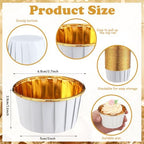 450 Pack White Gold Cupcake Liners Bulk Disposable Foil Muffin Cup - Image 3