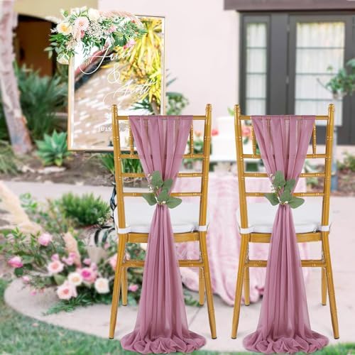 QueenDream Purple Wedding Chair Decorations: 50PCS Tulle Chair Sashes Cover Bands Aisle Sheer Chairs Bows for Birthday Party Banquet - Image 4