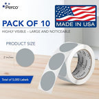 Perco Grey Perforated Round Circle Dot Sticker 2-Inch Labels — 10 Rolls, 5,000 Stickers - Minimalist Packaging, Neutral Labels & Subtle Branding, Strong Adhesive - Made in USA - Image 2