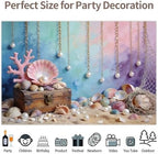 12x8ft Under The Sea Theme Backdrop for Photography Mermaid Princess Pink Shells Coral Pearl Ocean Background for Baby Shower Girls 1st 2nd Birthday Summer Party Decor Photo Props - Image 5