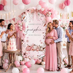 Tegeme 7.2ft a Sweet Little Pumpkin Is on The Way Arch Backdrop Cover Fall Baby Shower Girl Decoration Large Pink Bow Pumpkin Floral Backdrop Party Favor for Gender Reveal Party Photo Background Decor - Image 4