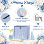 AerWo Light Blue Wedding Card Box, Acrylic Card Box for Wedding Decor - Image 3