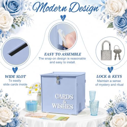 AerWo Light Blue Wedding Card Box, Acrylic Card Box for Wedding Decor - Image 3