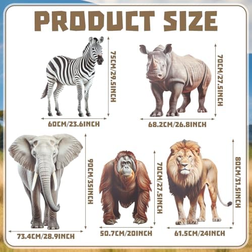 Leinuosen 5 Pcs Large Woodland Animal Party Stand Decorations Set, Safari - Image 2