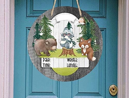 Woodland Nursery - Hospital Room - Personalized Door Sign - Fox Bear Raccoon - Gift for Baby Shower - Image 2