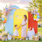 Rainbow Arch Backdrop Cover 6FT 5FT 4FT Stretchy Wedding Arch Covers Set of 3 Spandex Fitted Blue Yellow Red Fabric Backdrop Cover for Party Baby Shower Birthday Decoration - Image 2