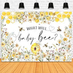 Bee Gender Reveal Backdrop 10x7ft What Will Baby Bee Gender Reveal Party Decorations Background Honeycomb Flowers Banner Photo Booth Props - Image 3