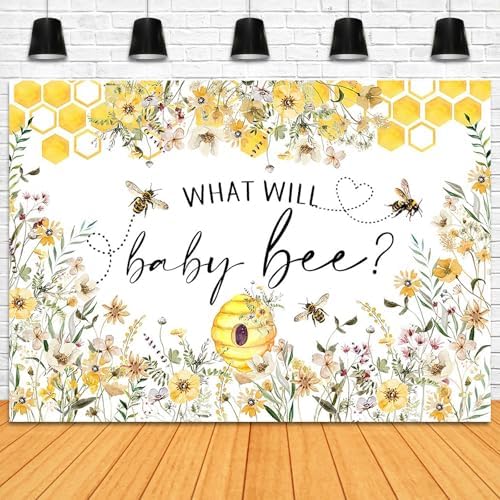 Bee Gender Reveal Backdrop 10x7ft What Will Baby Bee Gender Reveal Party Decorations Background Honeycomb Flowers Banner Photo Booth Props - Image 3