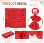 60Pack Red Cheesecloth Napkins Rustic Boho Gauze Napkins 20"x20" - Image 3
