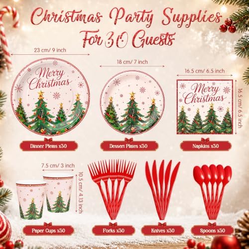 Honeydak 210 Pcs Christmas Plates and Napkins Party Supplies - Image 3