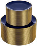 bUCLA 100PCS Blue Plastic Plates - Navy Blue Disposable with Gold Rim, Include 50 Each (10 inch Dinner & 7 inch Dessert) Plates, Ideal for Party & Labor Day by BUCLA