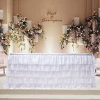 Mermaid Tulle Table Skirt for Rectangle or Round Table Tutu Chiffon Tablecloth for Birthday, Baby Shower, Wedding, Party Decoration (White, L 14ft, H 30in) - Image 3
