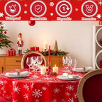 Ganeen 12 Pcs Snowflake Tablecloth Red White, Plastic Round Winter Xmas - Image 5