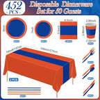 Funnymoom 452 Pcs Orange and Blue Party Decoration Supply for 50 Guest - Image 3