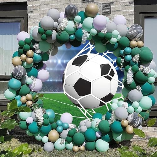 Soccer Round Arch Backdrop Cover Football Circle Backdrop Sports Theme Soccer Field Football Lovers Fans Kids Boys Baby Shower Birthday Party Decorations Photography Background 7.2ft - Image 3