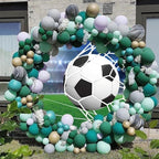 Soccer Round Arch Backdrop Cover Football Circle Backdrop Sports Theme Soccer Field Football Lovers Fans Kids Boys Baby Shower Birthday Party Decorations Photography Background 6.5ft - Image 3
