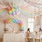 Pastel Paper Chain Garland Strips with 492ft Crepe Paper Streamers - Image 6
