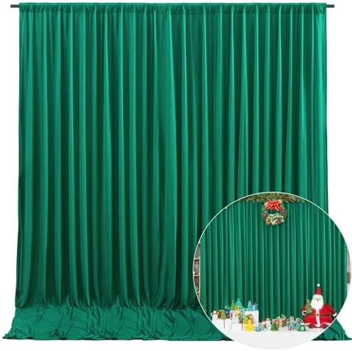 10 x 10 Feet Green Backdrop Curtain for Partie, Background Curtains for Photoshoot, Birthday, Wedding, Halloween, Thanksgiving, Christmas Day, New Year Party Decorations 5Ft x 10Ft, 2 Panels by ZEBMOON